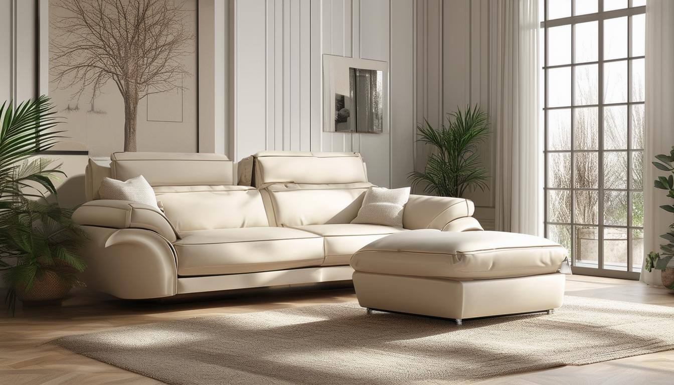 a beautiful recliner sofa in a cozy living room with great lighting