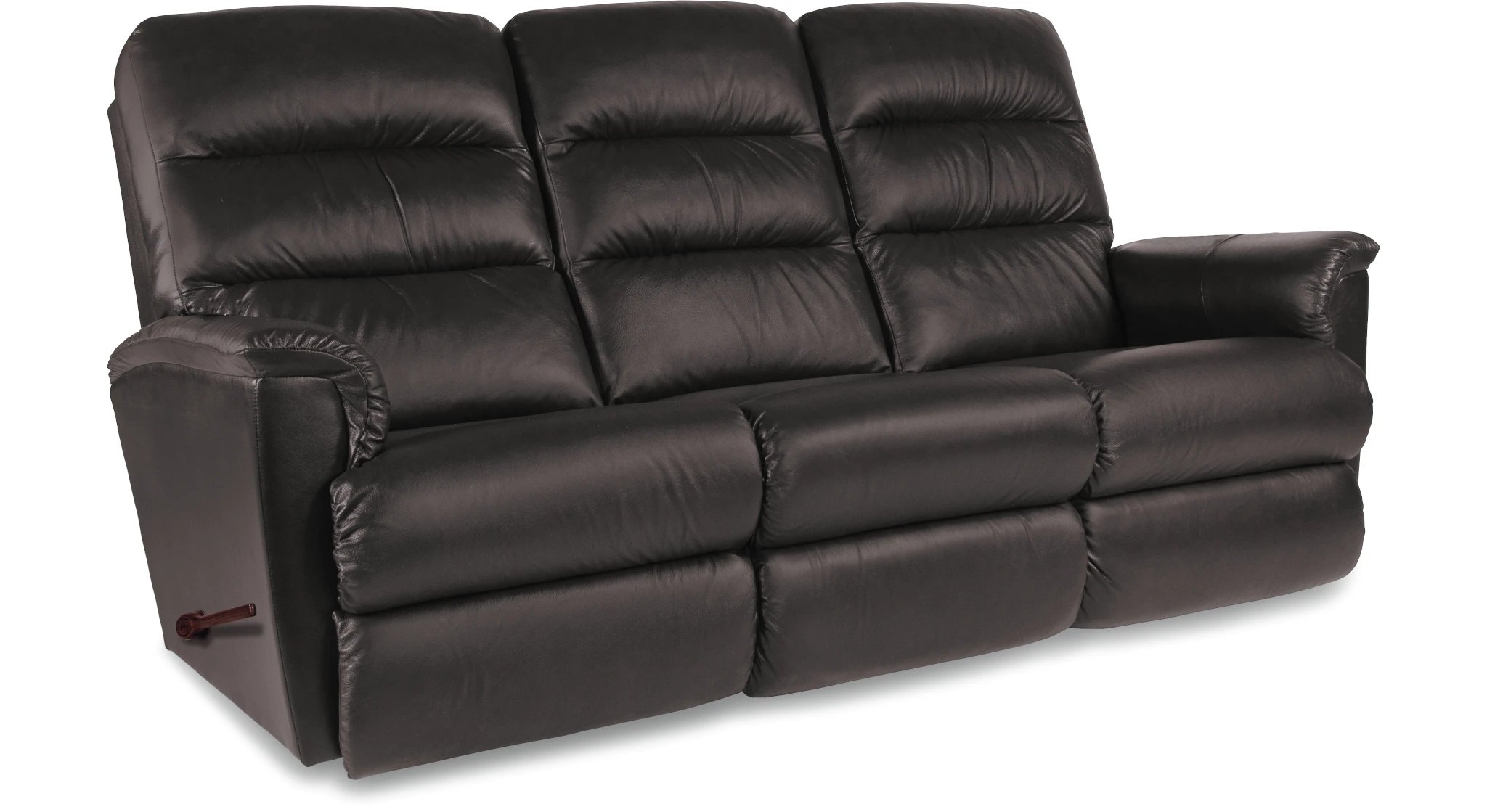 brown leather reclining sofa with brown side handle