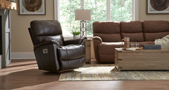 brown leather trouper recliner chair in living room