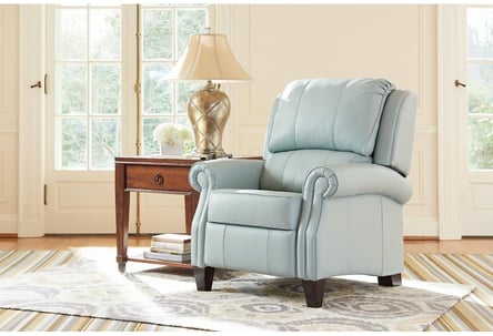 carleton high leg recliner chair in living room