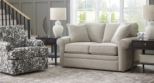 collins loveseat grey fabric 