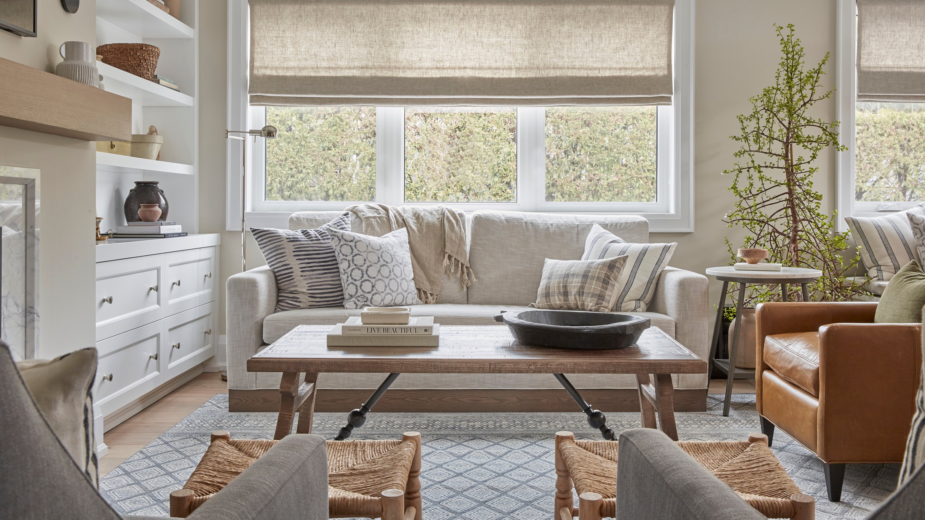 grey sofa in living room