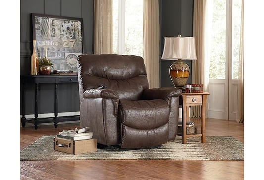 james recliner brown leather on rug