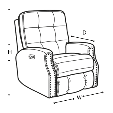 Trouper Power Rocking Recliner w/headrest & lumbar Dimensions Diagram