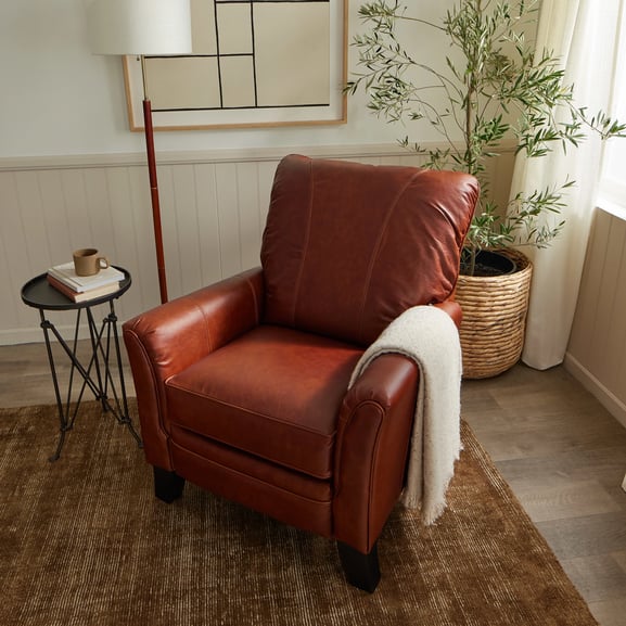 red leather high leg recliner chair