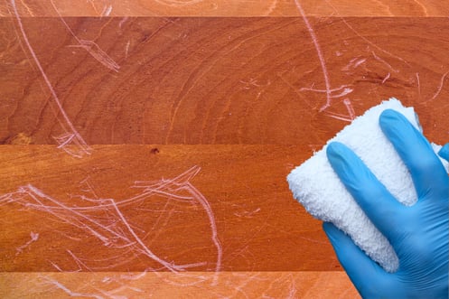 scratches on wooden table