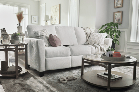 white fabric sofa in living room