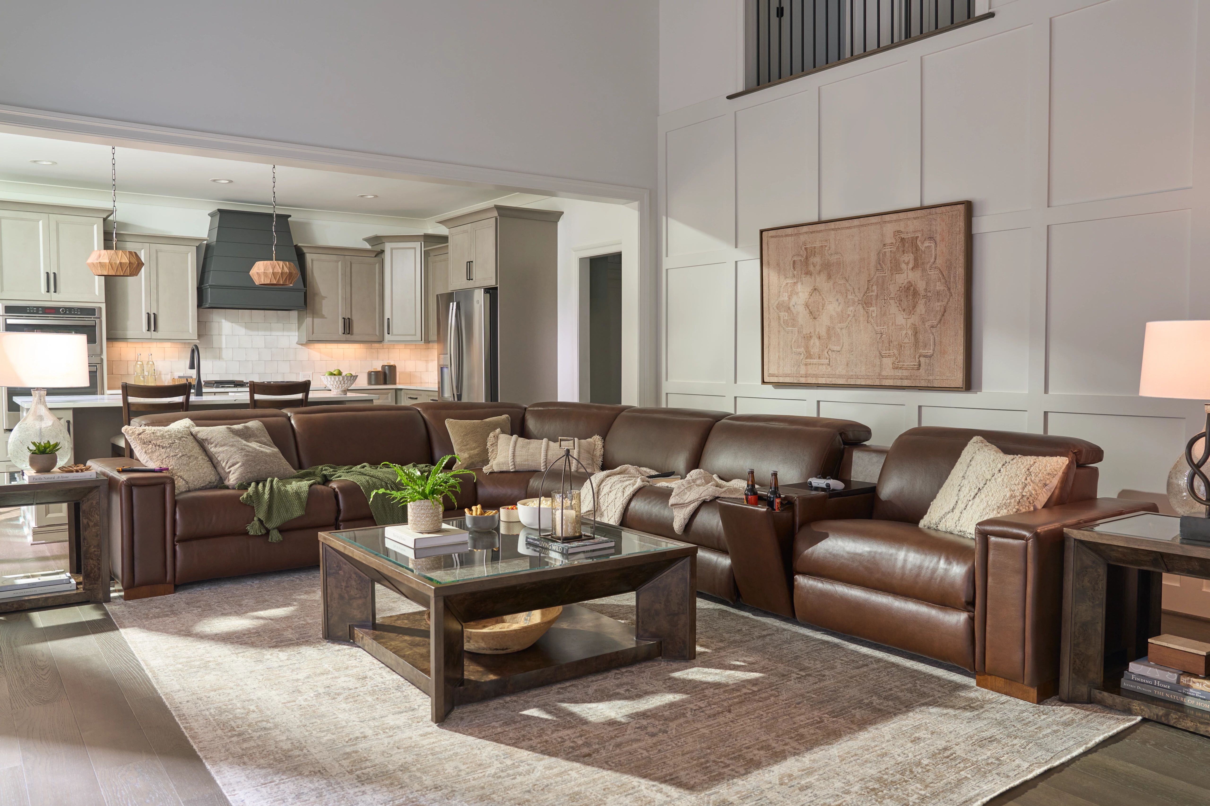 what color goes with a brown leather sofa?