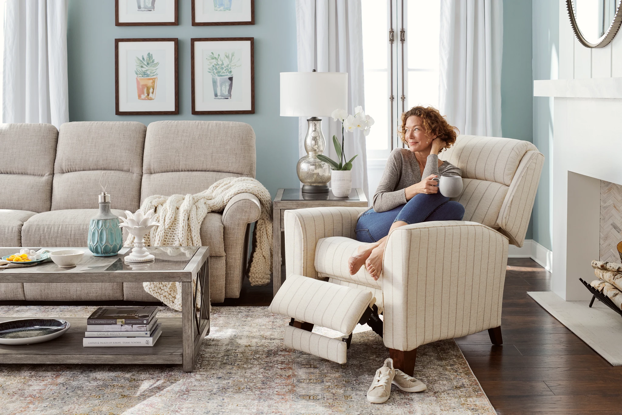 pushback recliner chair in living room